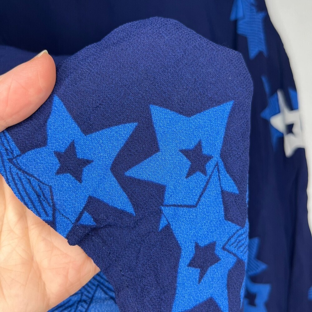 See By Chloe Womens Short Tank Set 10 Blue Viscose Bermuda Lined Stars Relaxed - Picture 10 of 16